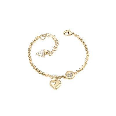 Gold plated sparkled heart chain bracelet ubb82058-l